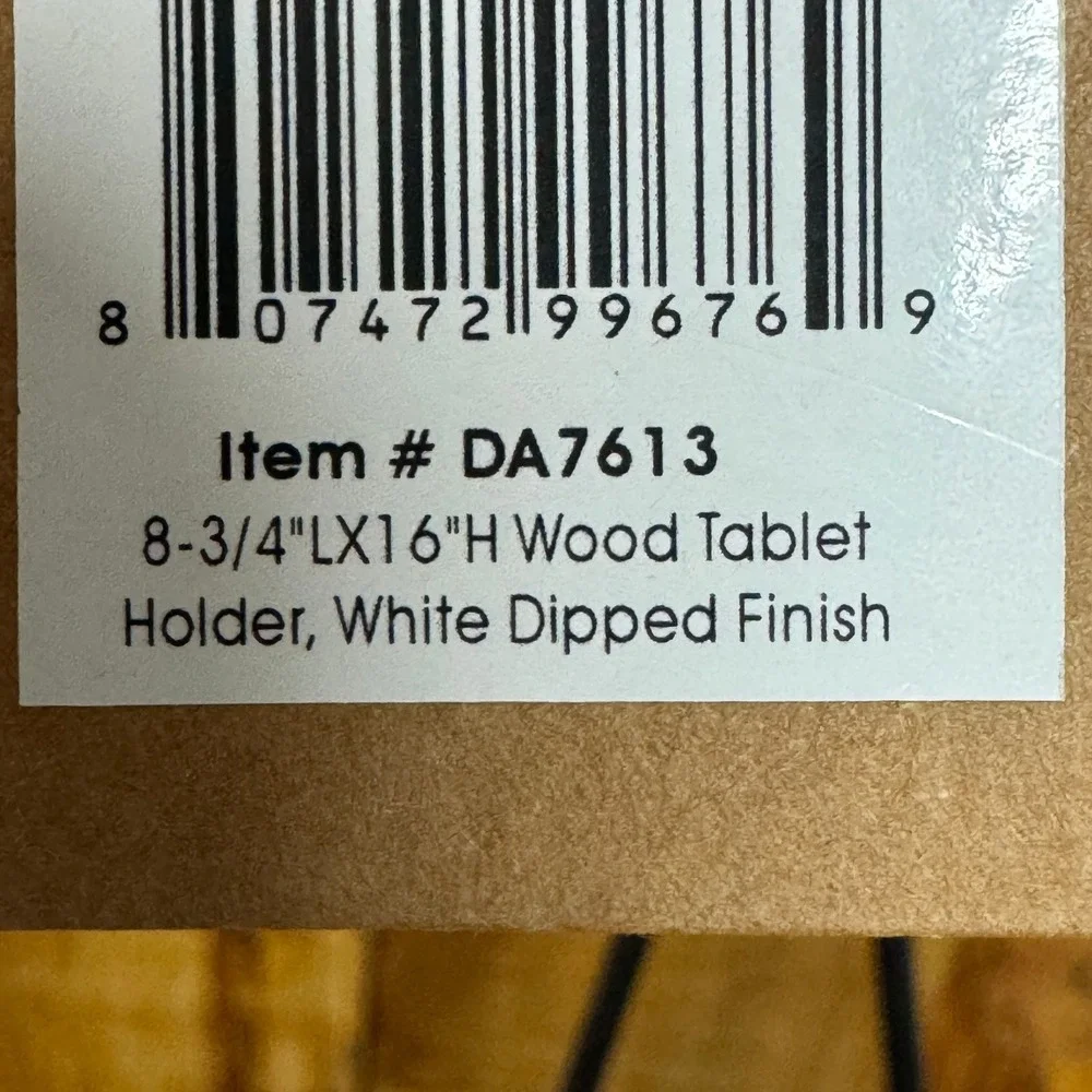 Creative Co-Op Wood Cookbook Tablet Holder White Dipped Stand Farmhouse Rustic